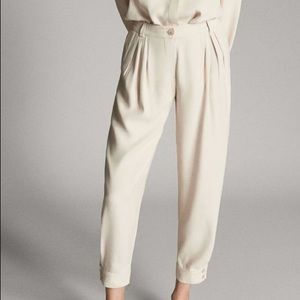 massimo dutti loose-fitting twill trousers